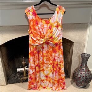Ruby Rd. Vibrant Orange and Yellow Dress Size Large